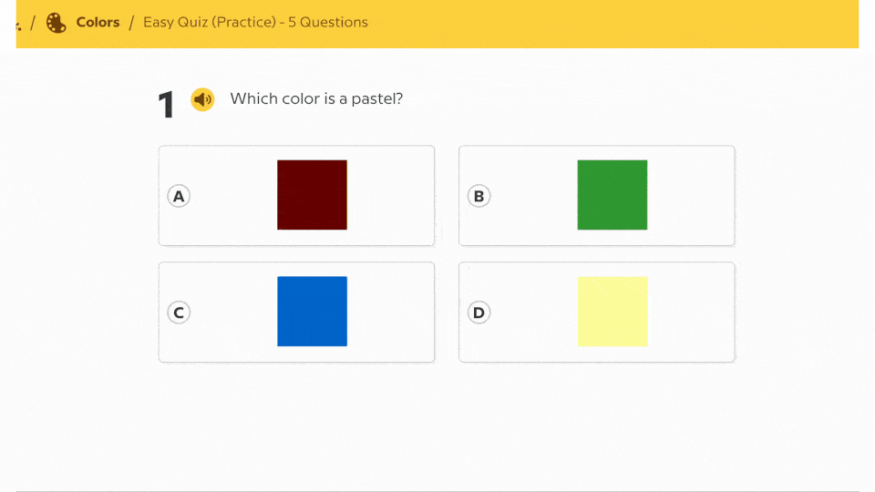 Easy quiz. Example: Which color is a pastel? What happens if you add black paint to green paint?