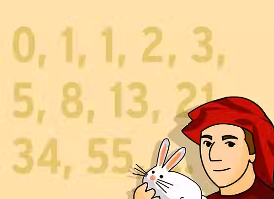 Still from the Fibonacci Sequence BrainPOP movie with a rabbit next to the digits: 0, 1, 1, 2, 3, 5, 8, 13, 21, 34, and 55