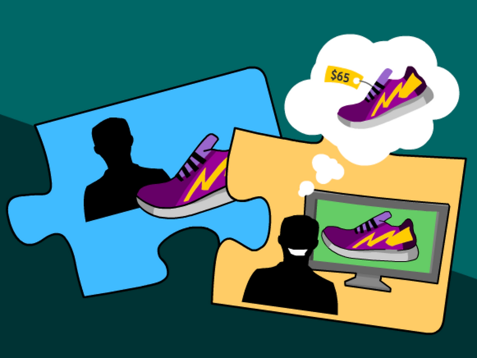 Illustration of a commercial for running shoes. From BrainPOP's topic on Media Literacy.