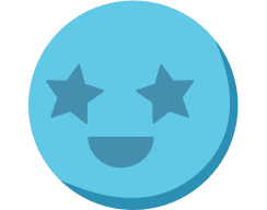 Cartoon smiling face with stars for eyes