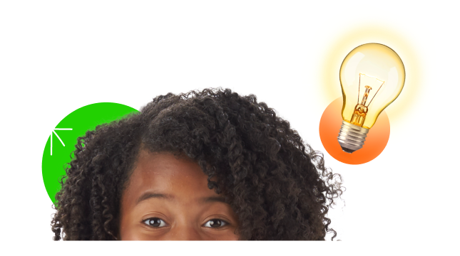 Middle school student with a lightbox over her head