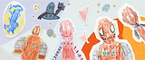 Collage of students' Moby drawings over the years