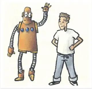 Sticky note of original Tim and Moby character sketches