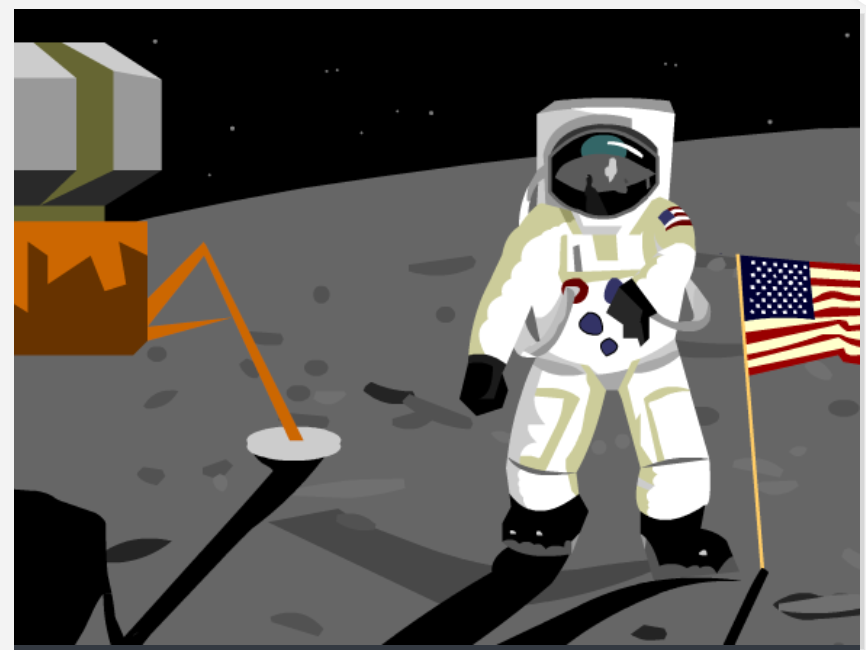 Astronaut places American flag on the moon. From BrainPOP's movie on the Apollo Project.
