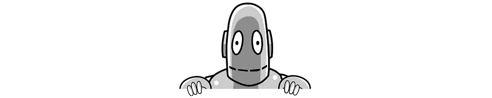 Moby the robot with a friendly expression peeks over a white banner. The background is black, enhancing the robot's gray tones.