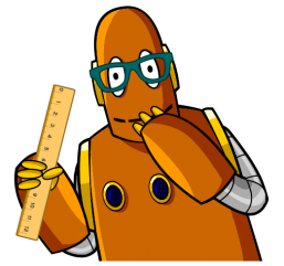 Moby with glasses and a ruler