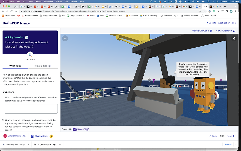 3D World experience showing Moby on a ship